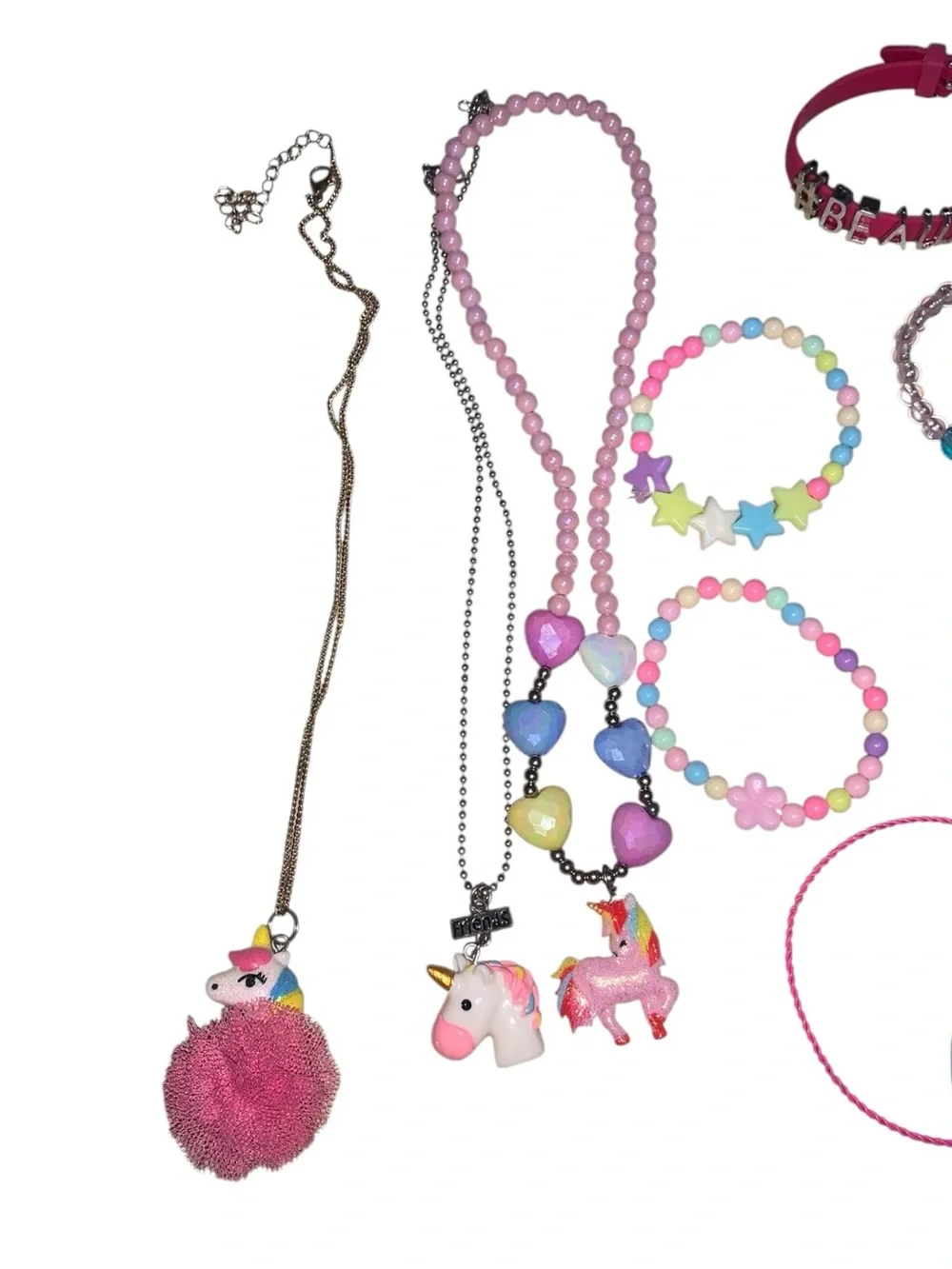 Kids Bundle Of Jewelry Necklaces Rings Backpack Keychain Bracelets